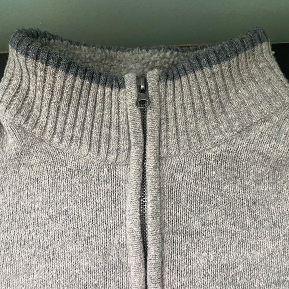 Men’s XL gray/tan blend cowl neck sweater with zip neck. Wore twice! EUC - Picture 6 of 10
